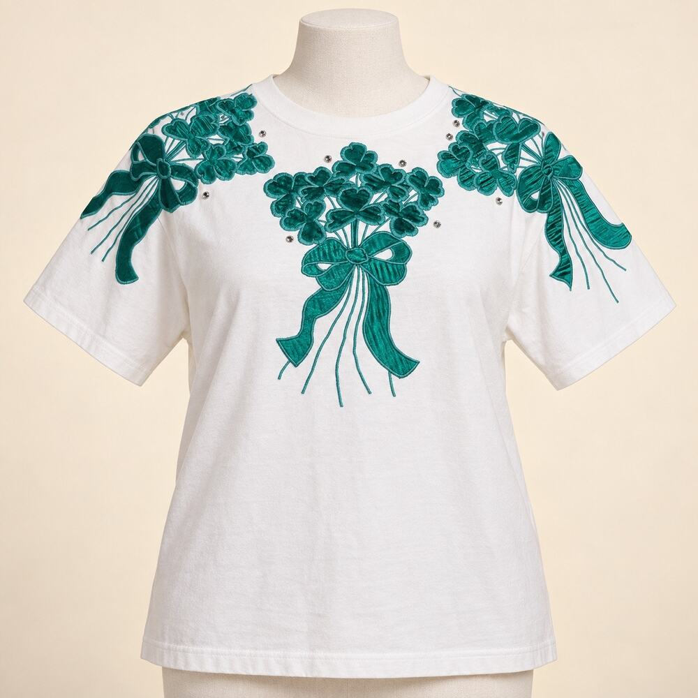 Vintage Carol Single Stitch bow and flower top